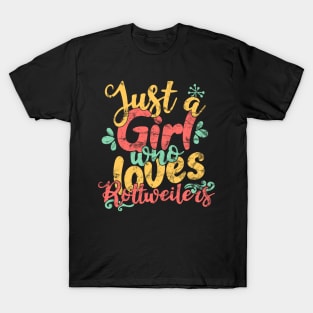 Just A Girl Who Loves Rottweilers dog lover gift design T-Shirt